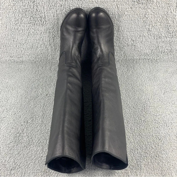 Stuart Weitzman Boots Knee High Leather V Cutout Riding Shoe Pull On Womens 6.5 - Picture 9 of 16